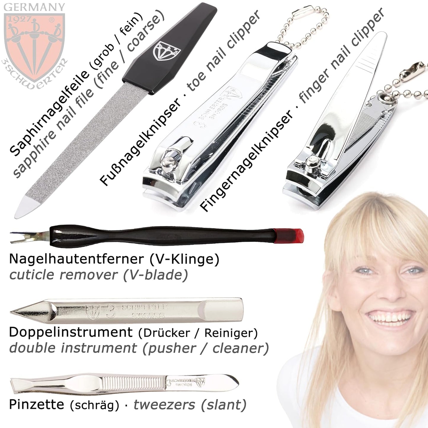 8-teiliges Nagelpflegeset Cuneo, LACKLEDER - WEINROT