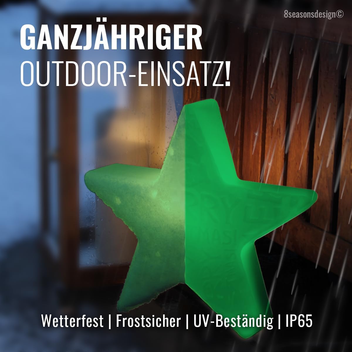 Leuchtstern Merry Christmas, Grün - LED warmweiß