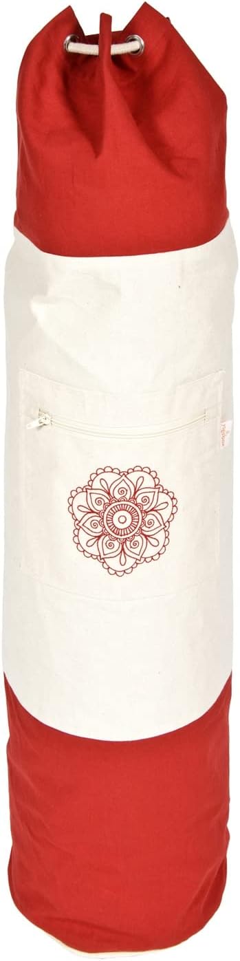 Yogatasche für Schurwollmatten, Bordeaux / Natur 75 cm