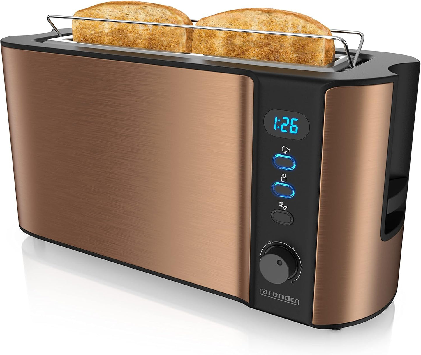 Langschlitz Toaster mit Brötchenaufsatz, E: Kupfer