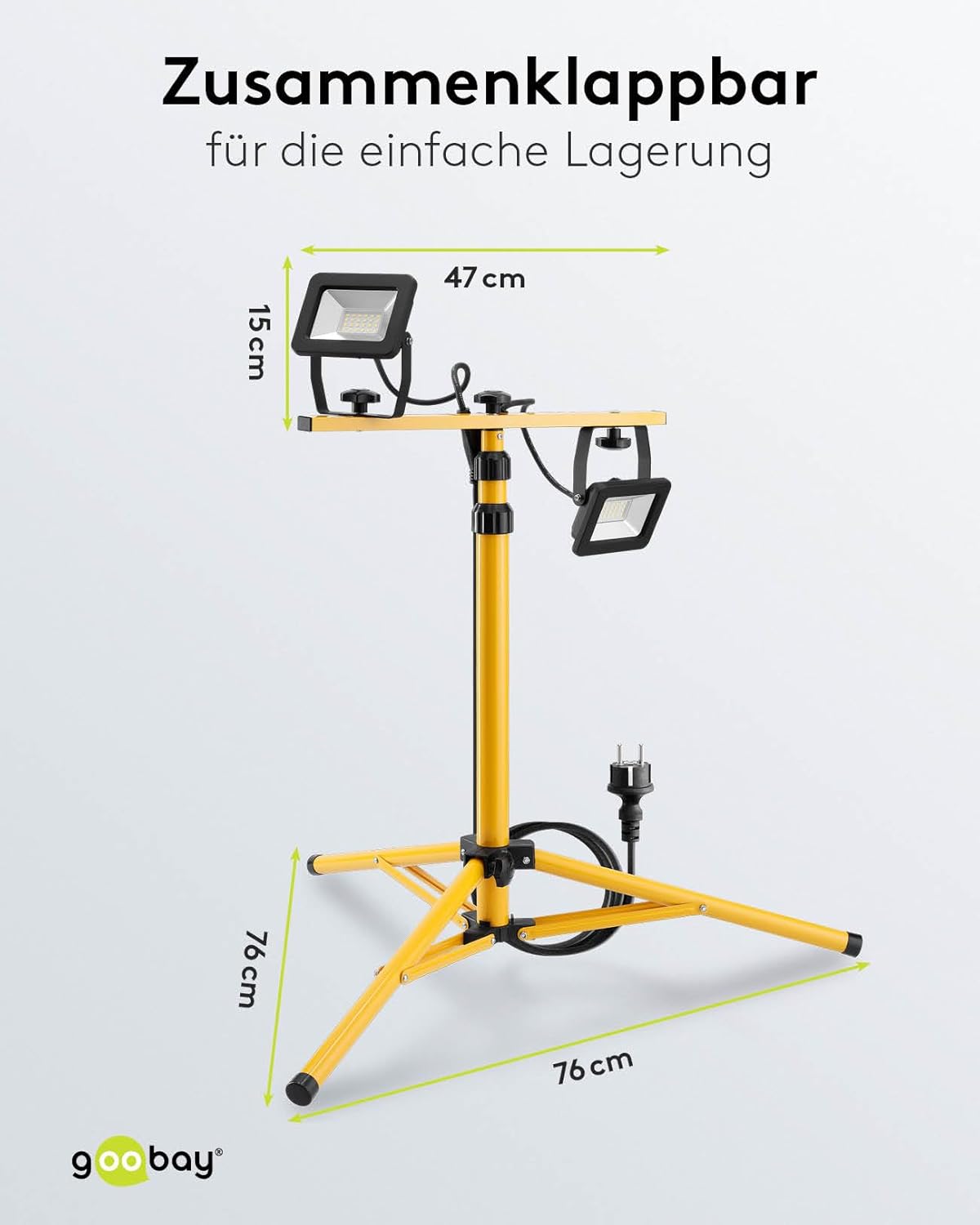 LED Baustrahler auf Teleskopstativ 57845, 2x 20 Watt (Version 2022)