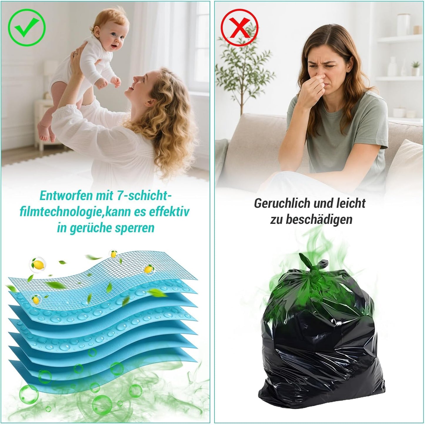 Nachfüllbeutel für Windeleimer (20 Stück), Seeblau,20 Stück