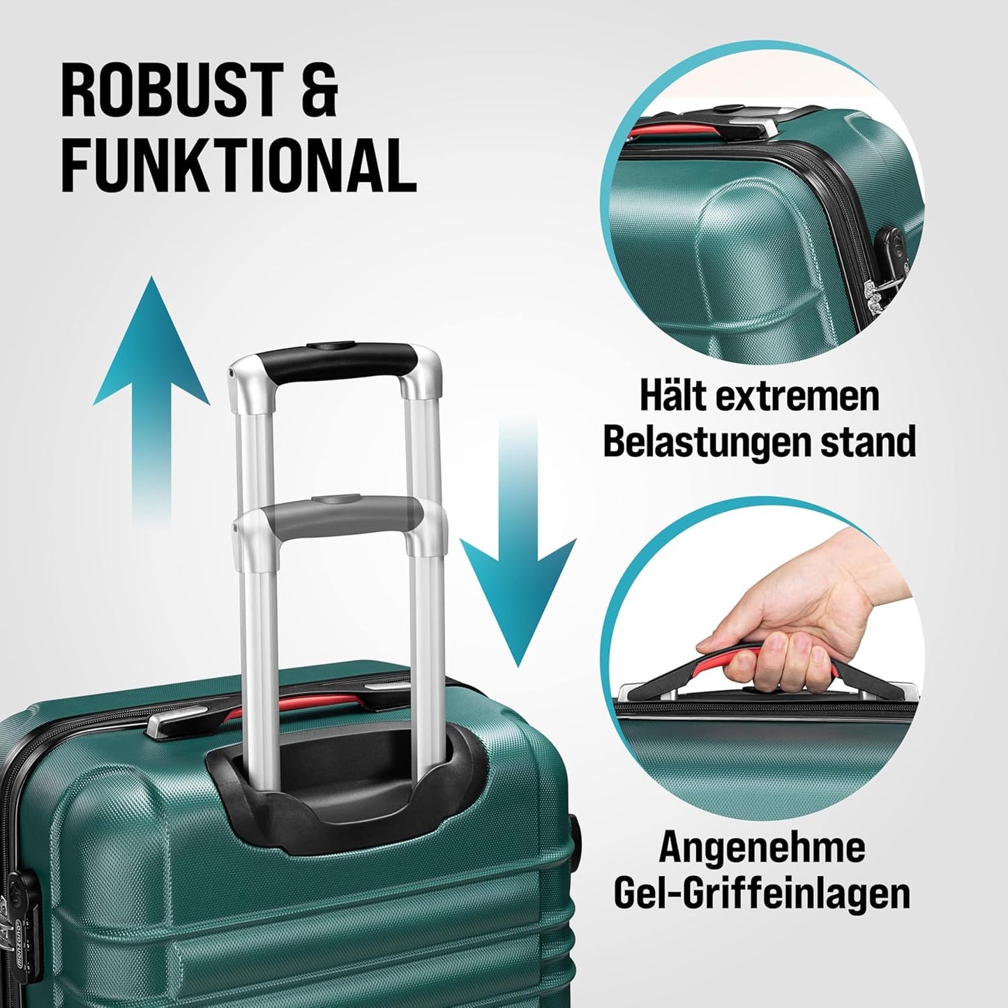 4 tlg. Hartschalenkofferset, Grün