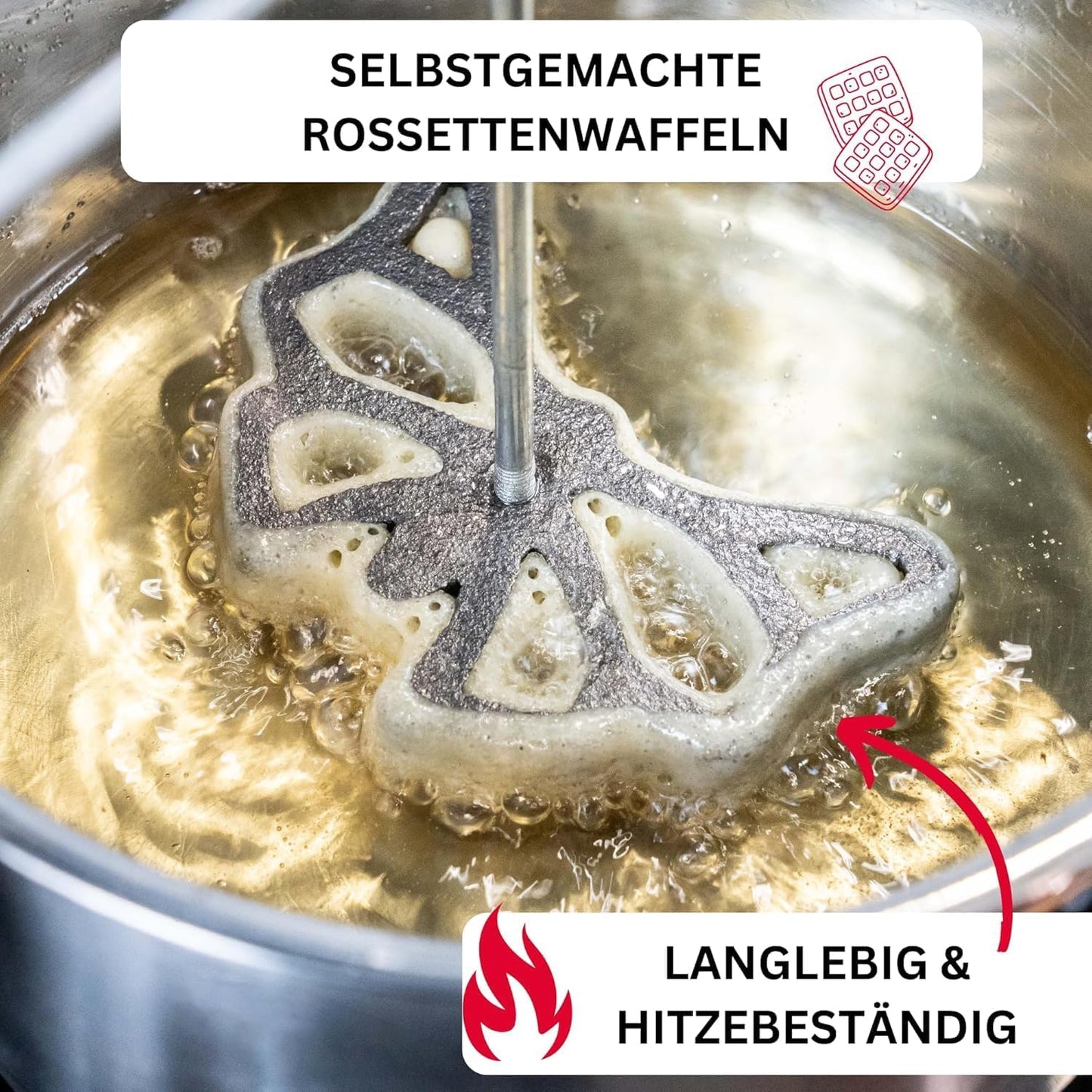 Rosettenwaffel-Werkzeug mit 3 Motivformen