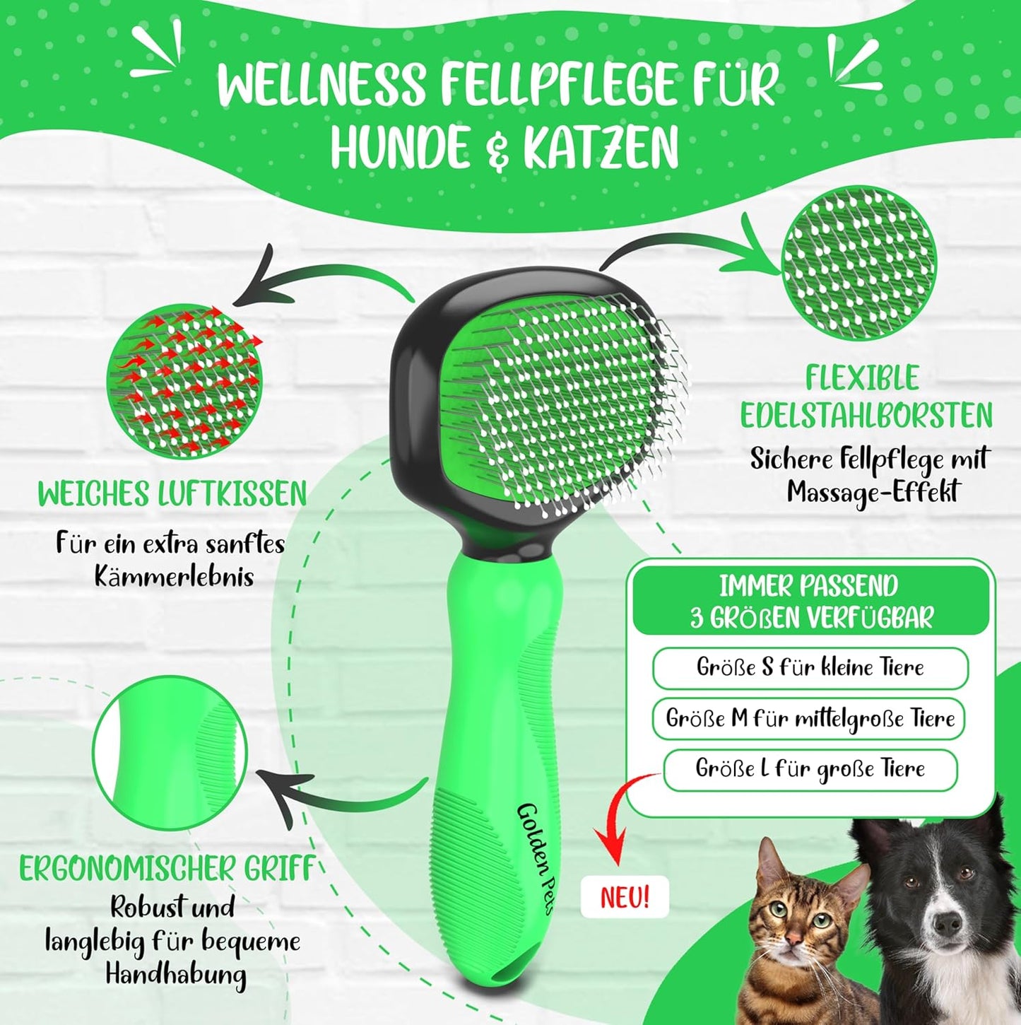 Softbürste für Haustiere, Grösse S