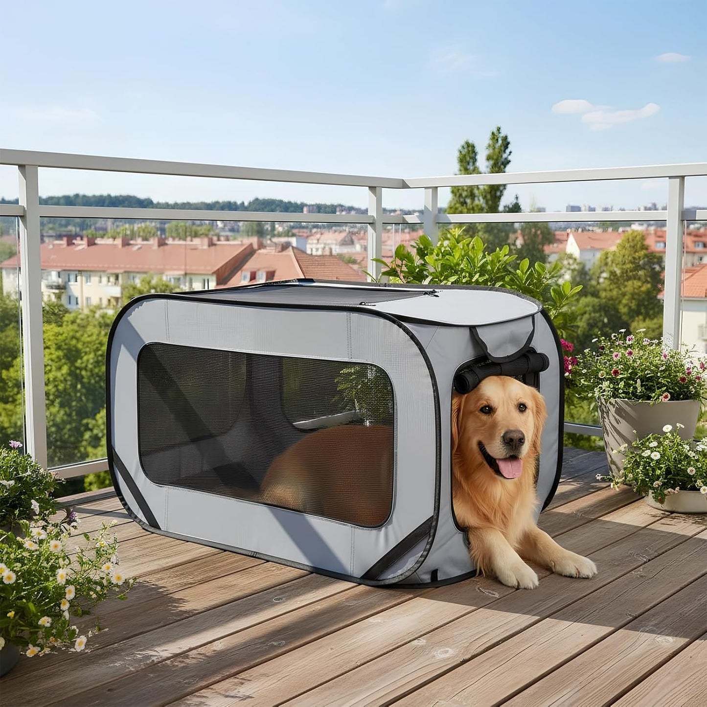 Pop-Up Hundetransportbox mit Doppeltüren, bis 29,5 kg
