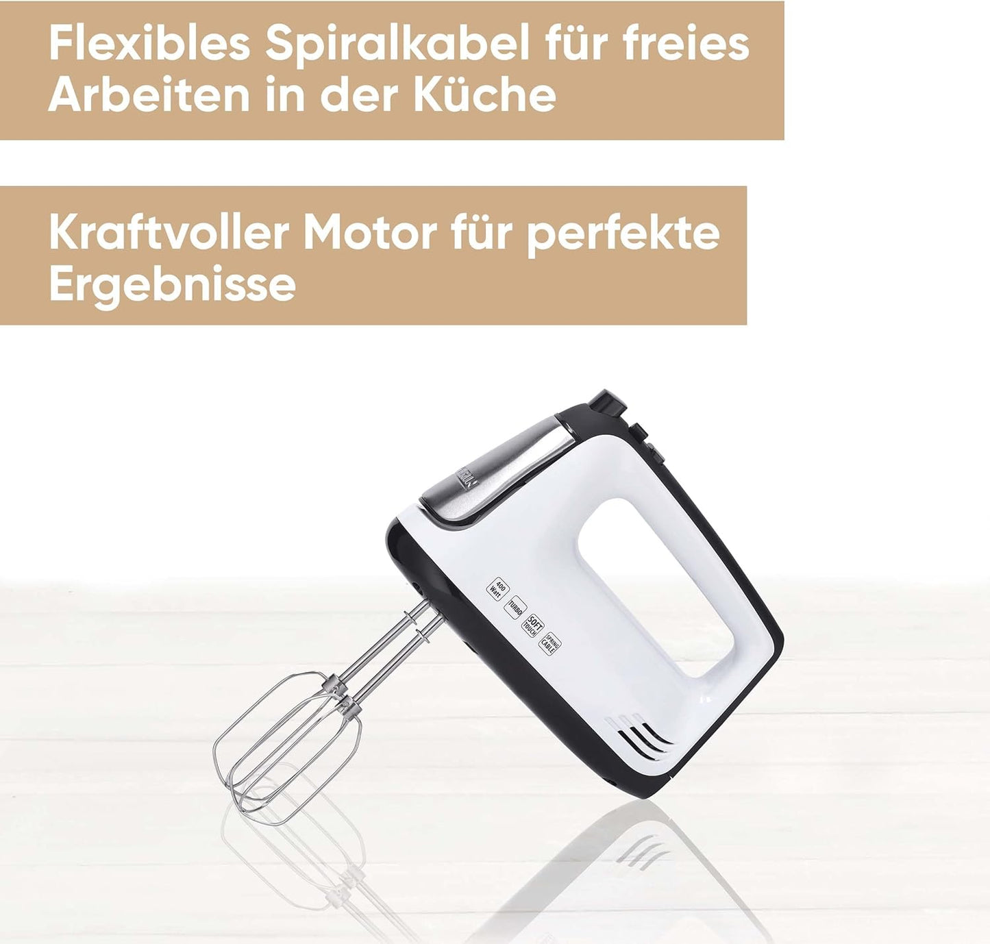 Handmixer HM 3830 mit 5 Geschwindigkeitsstufen, Weiss/Schwarz