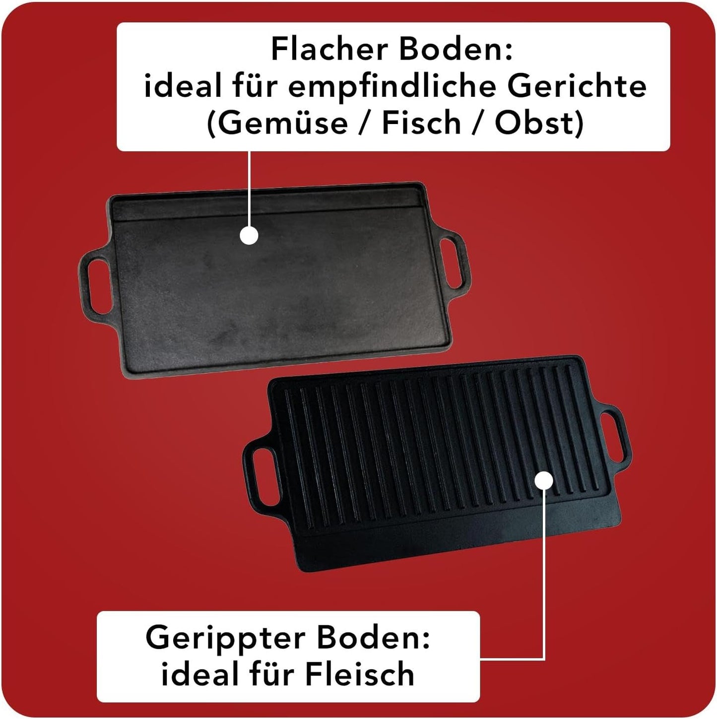 Gusseisen-Grillplatte, 23 x 5 x 2 cm