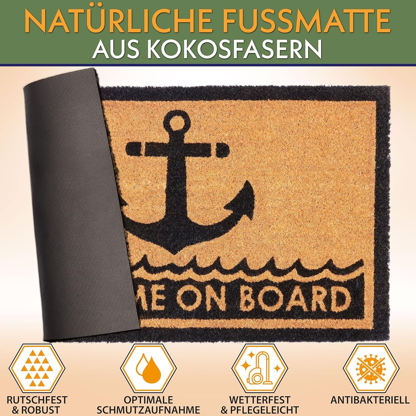 Antirutsch Fussmatte, Welcome On Board - Anker