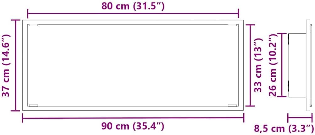Rechteckiger LED-Wandspiegel aus Altholz, Altholz