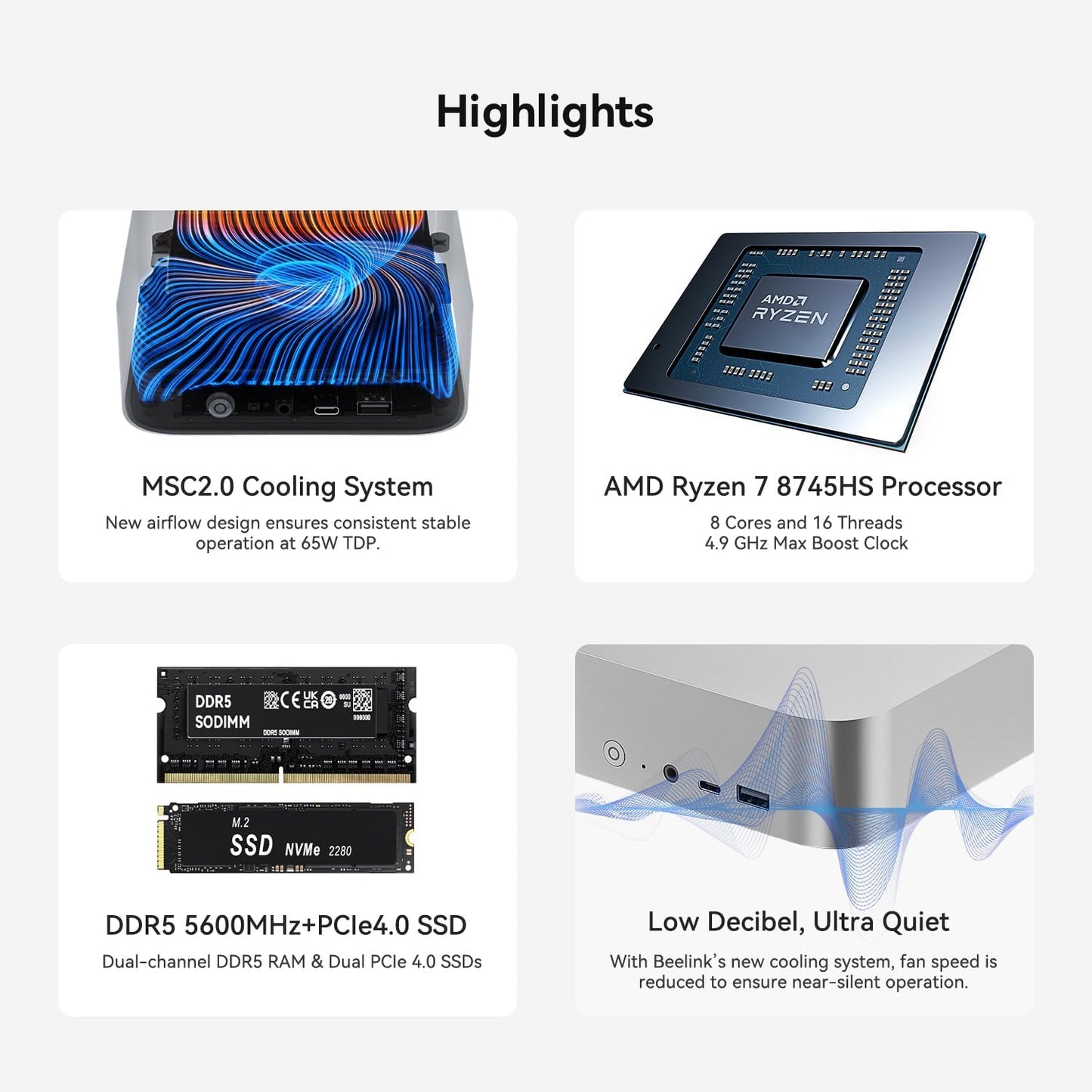 Mini PC SER8 mit Ryzen 7 & 4K Triple Display, SER8 8745HS/24/1TB