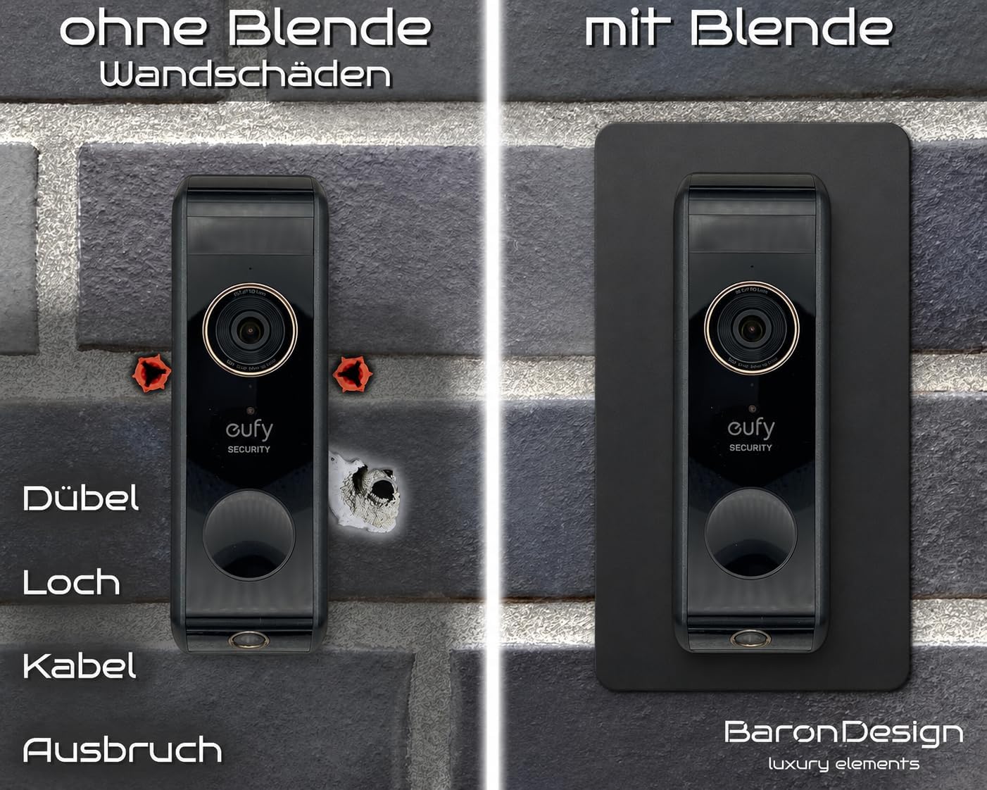 Klingelschild Abdeckung für Eufy Video Türklingel, Schwarz