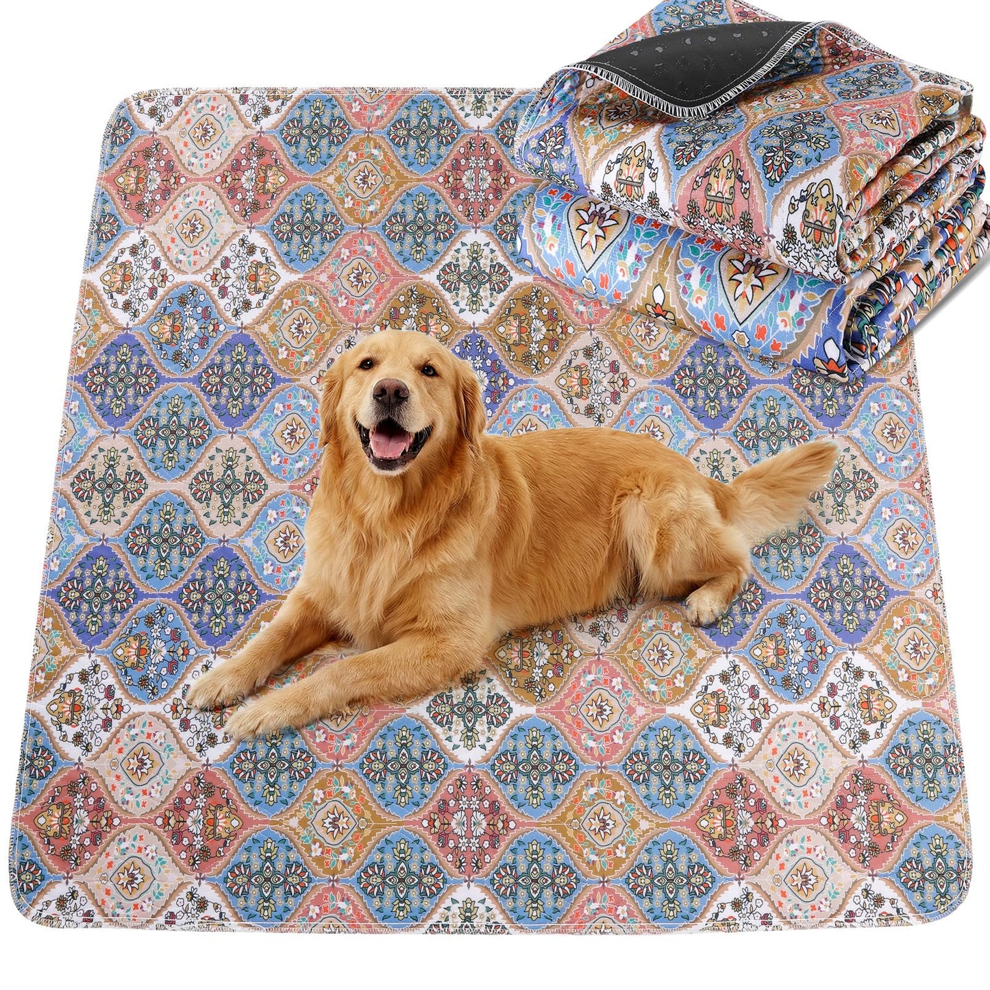 Waschbare Welpenunterlagen im Boho-Design, 2er-Set, 91×121cm
