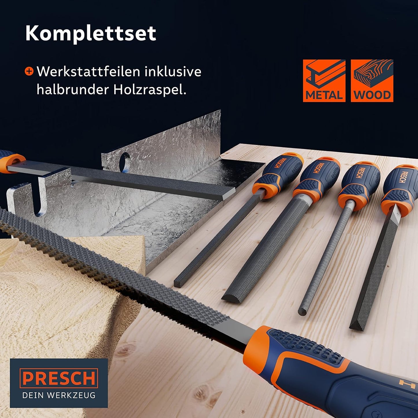 6-teiliges Feilenset mit Hiebnummer 2, Feilen + Raspel Set 6 tlg.