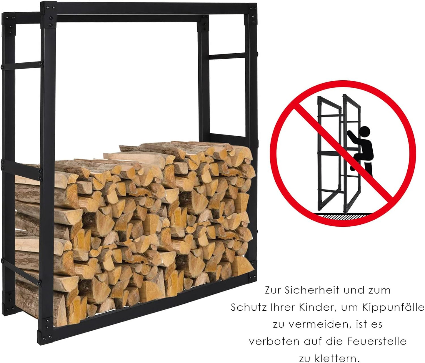 Kaminholzregal aus Metall, 25 x 80 x 100 CM