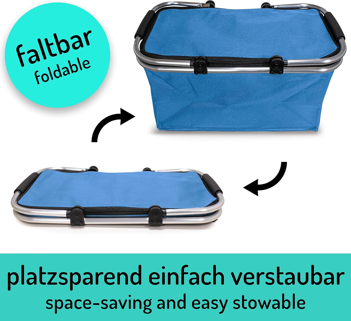 Faltbarer Isolierkorb 25L (4er-Set), Thermo - 4x Pack Hellblau