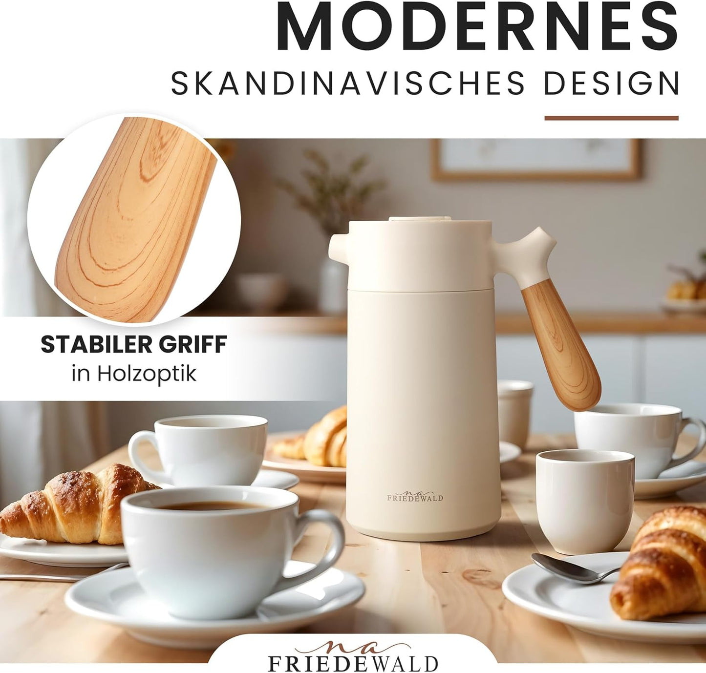 Thermo French Press für Kaffee & Tee, Creme-beige