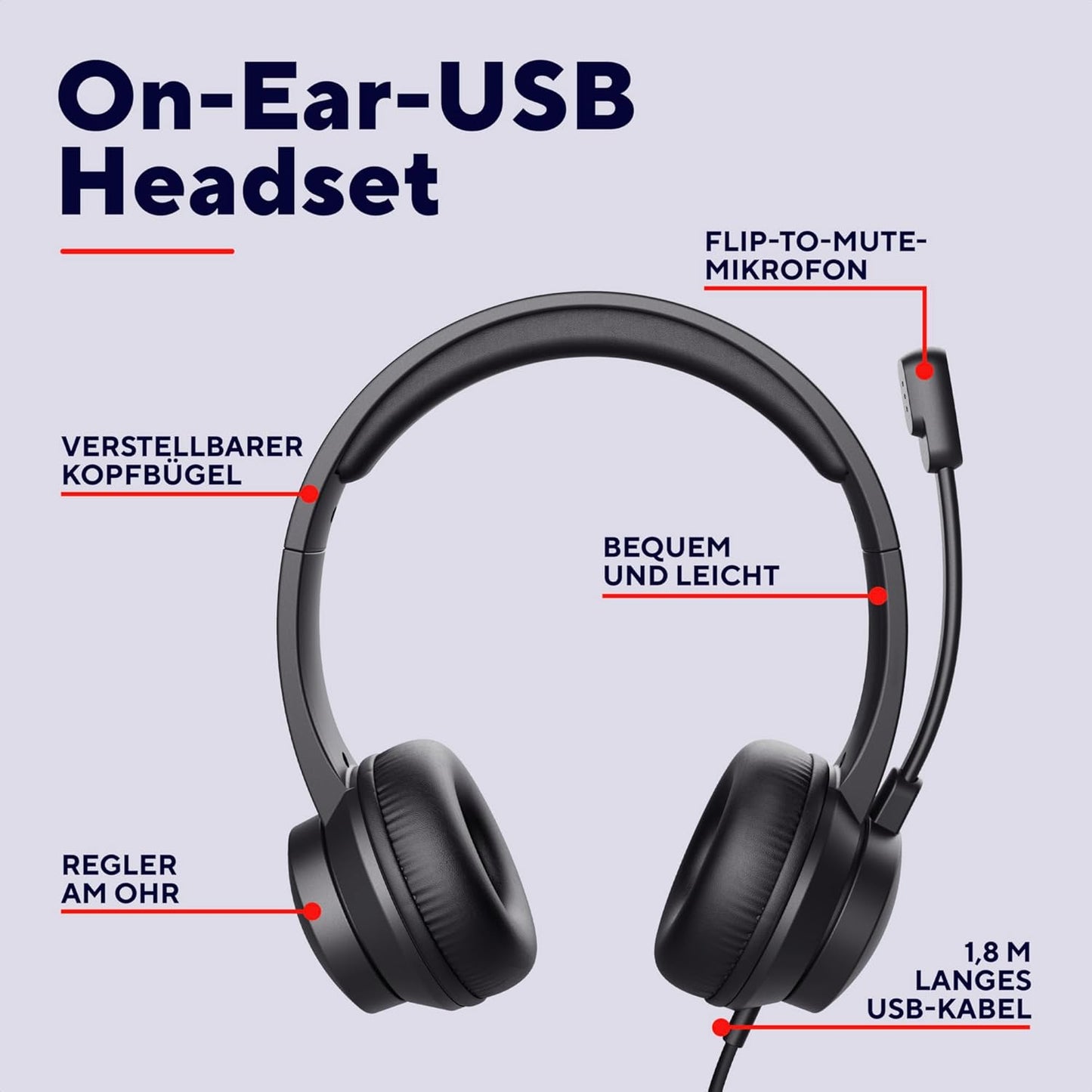 Roha II USB Headset mit Mikrofon, USB