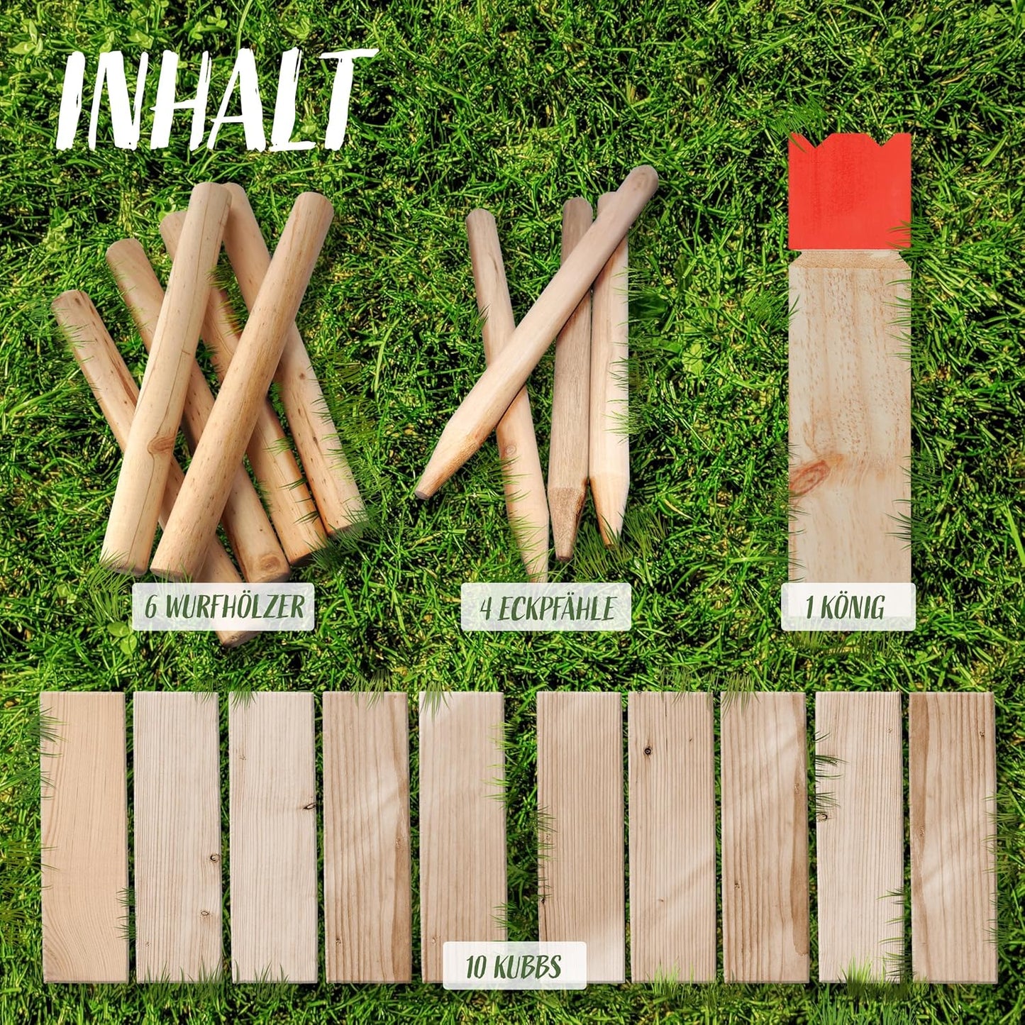 Wikinger Wurfspiel Kubb, Kubb Deluxe - 30 X 7 X7 Cm König