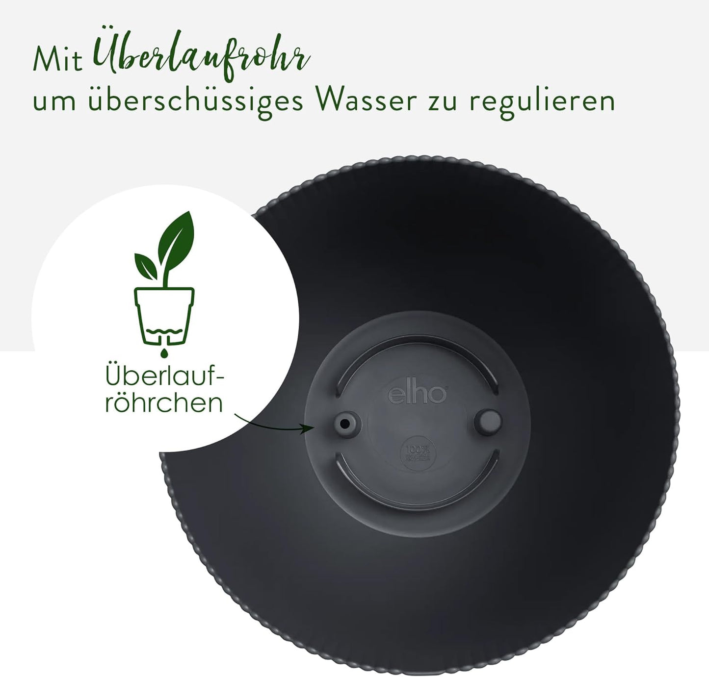 Pflanzentopf Sereh Rund 40 cm Schwarz, 40 cm Anthracite
