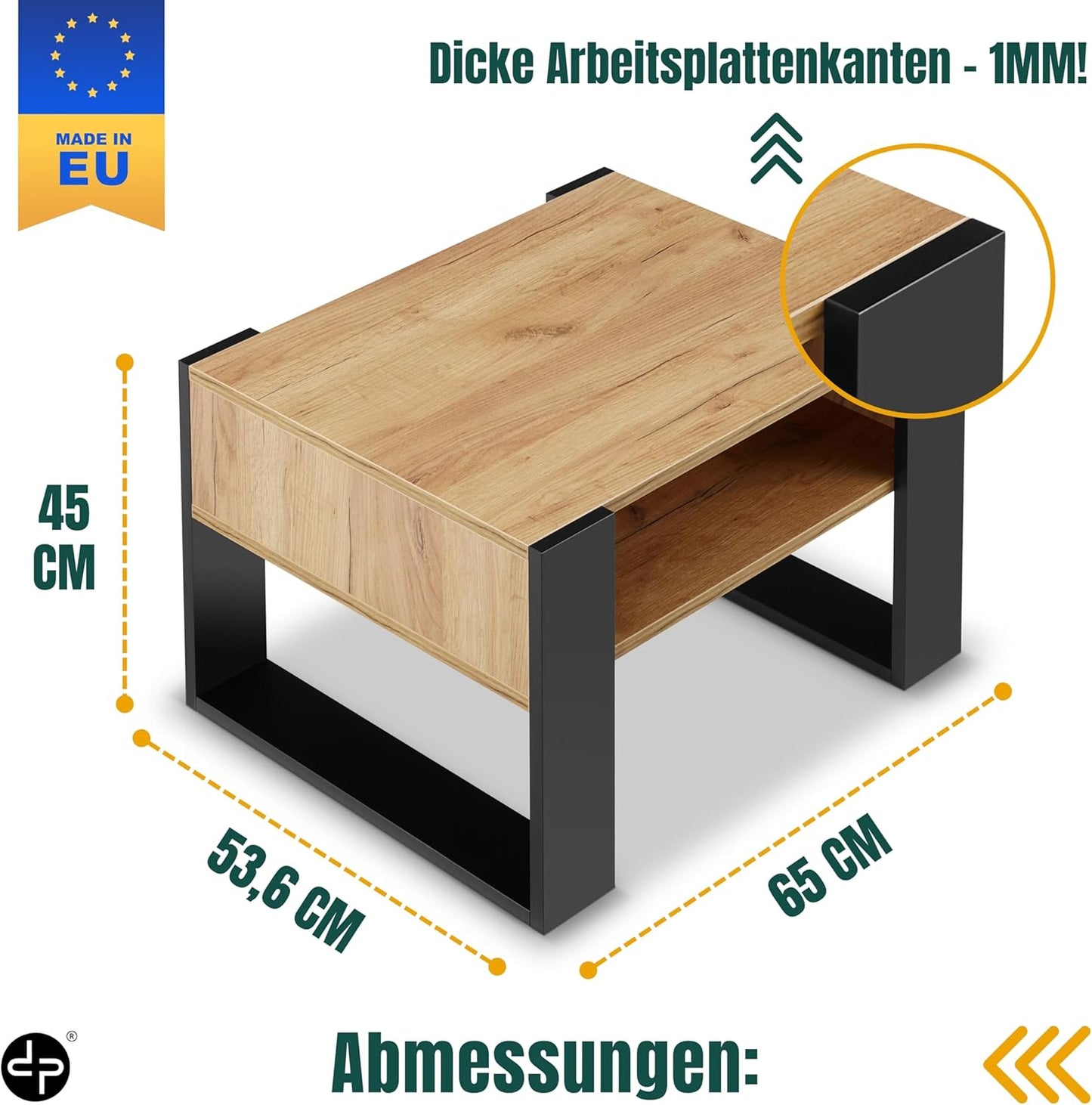 Wohnzimmertisch, Schwarz + Eiche
