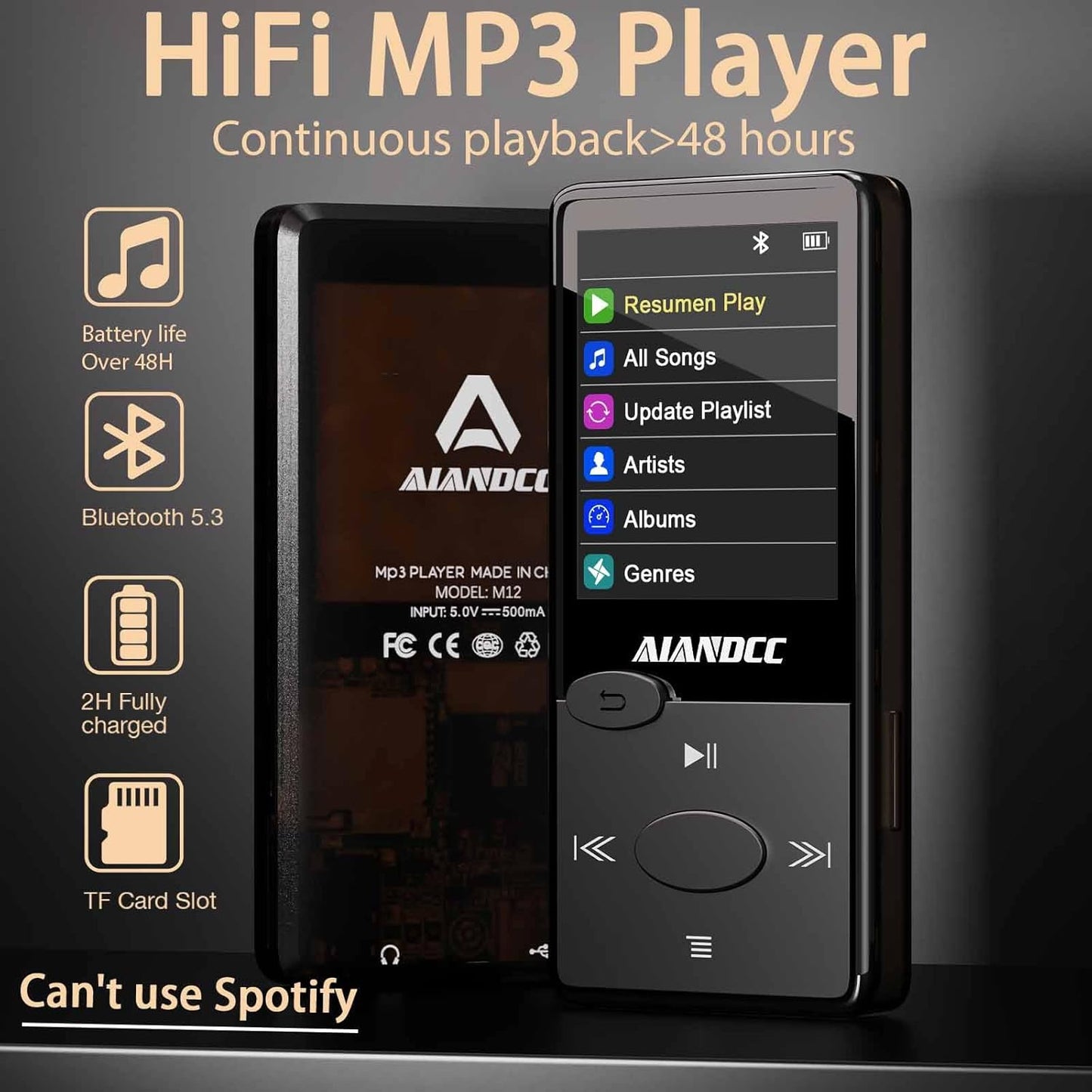 MP3-Player mit HiFi-Sound & Bluetooth 5.3, Schwarz