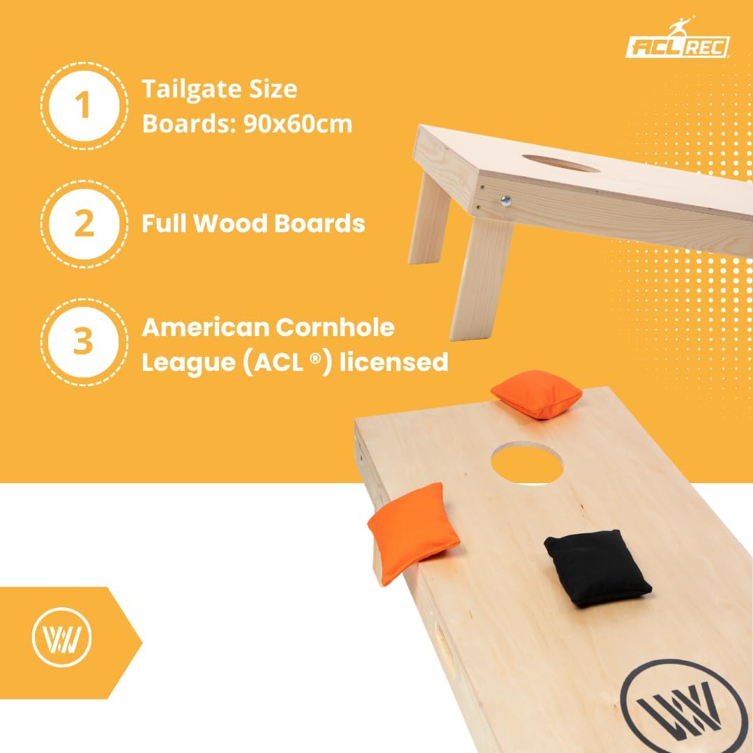 Cornhole Spielset (90x60cm), 90x60 Wood - Wicked Wood Logo - ohne Tragetasche