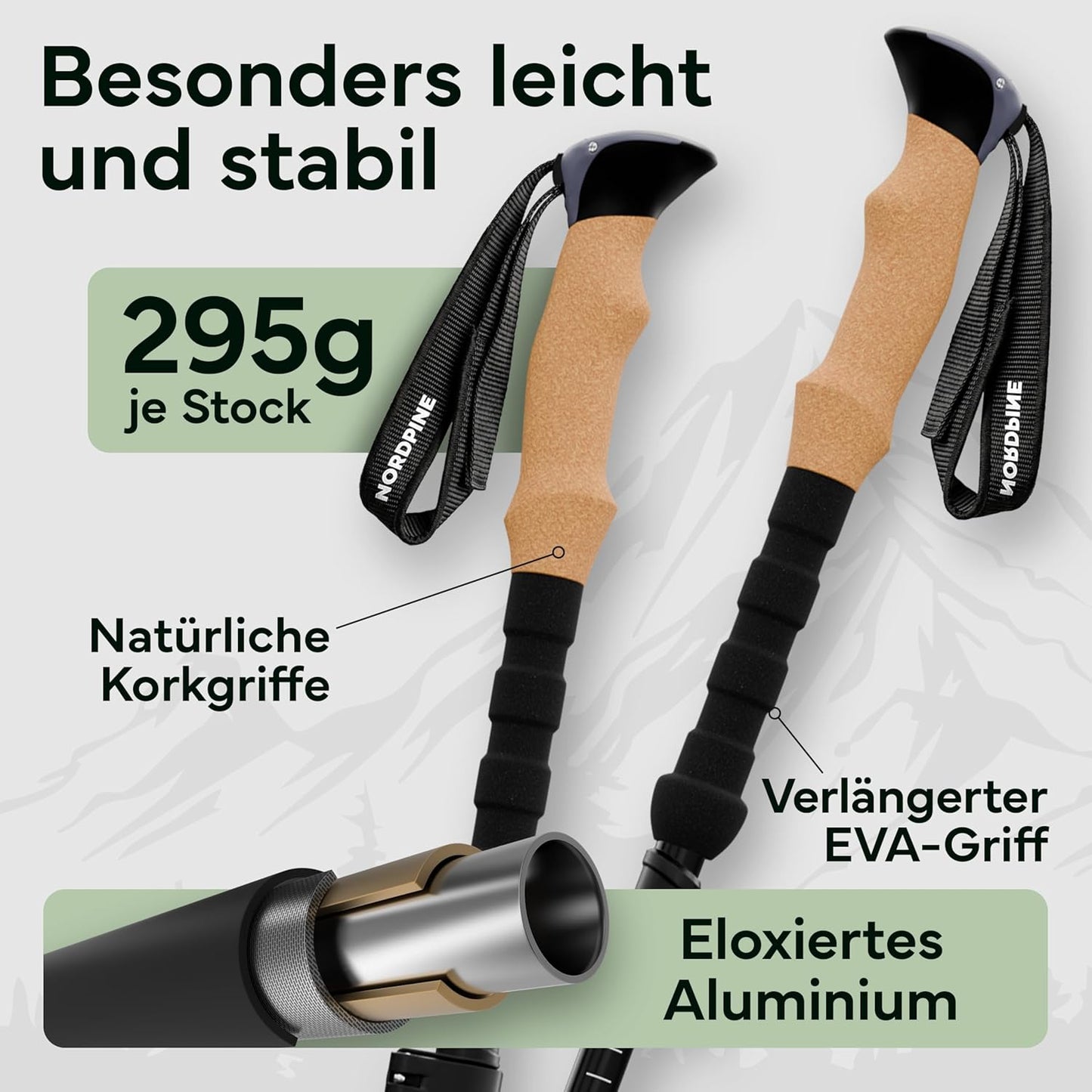 Ultraleichte faltbare Trekkingstöcke, Aluminum 100-120cm