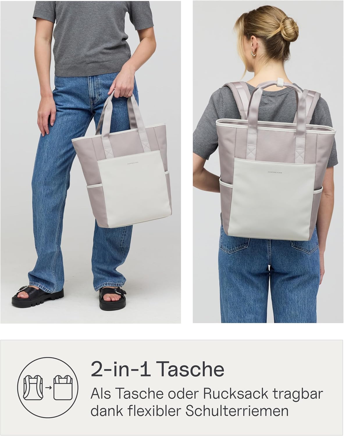 Wickelrucksack mit Kulturtasche und Wickelunterlage, Muted Clay 18 L