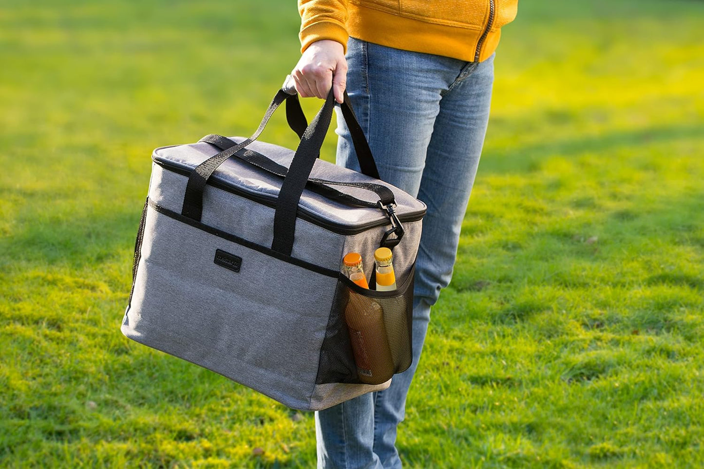 Thermotasche mit Schultergurt, regenfest, grau