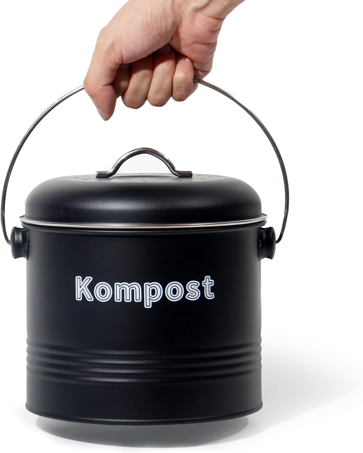 Biomülleimer mit Aktivkohlefilter, Schwarz