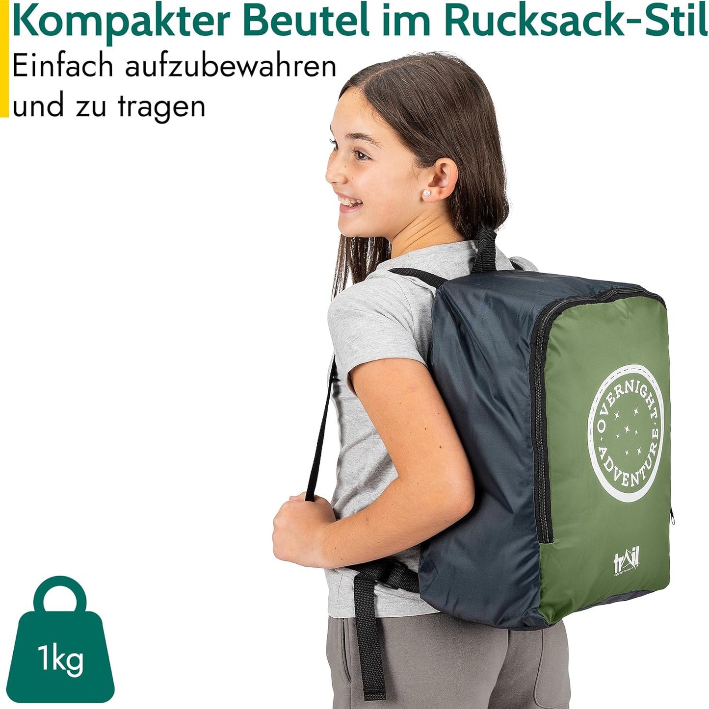 Mumienschlafsack für Kinder, Khaki