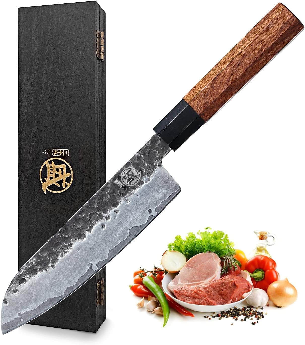 Handgeschmiedetes Santokumesser, 19 cm Santoku Kochmesser