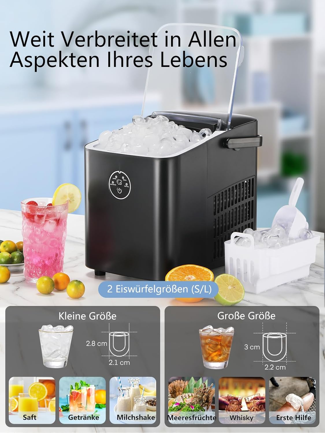 Eiswürfelmaschine, Schwarz