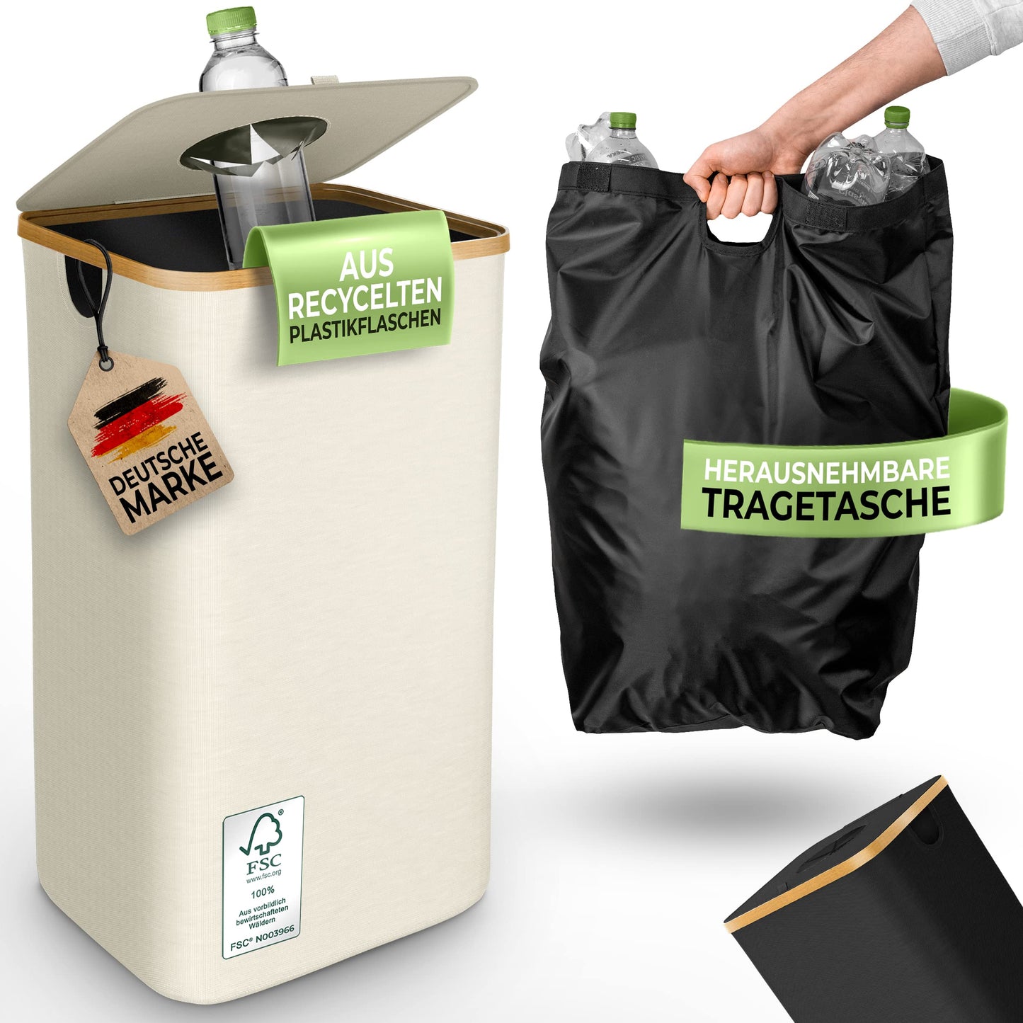 Pfandflaschen-Sammelbehälter, Beige Mit Einwurfloch, Eckig