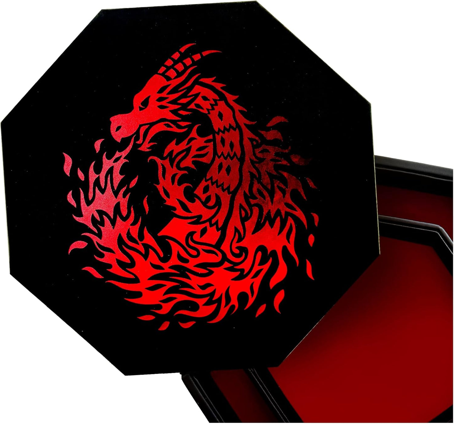 Fire Dragon Würfelschale mit Deckel, Rot