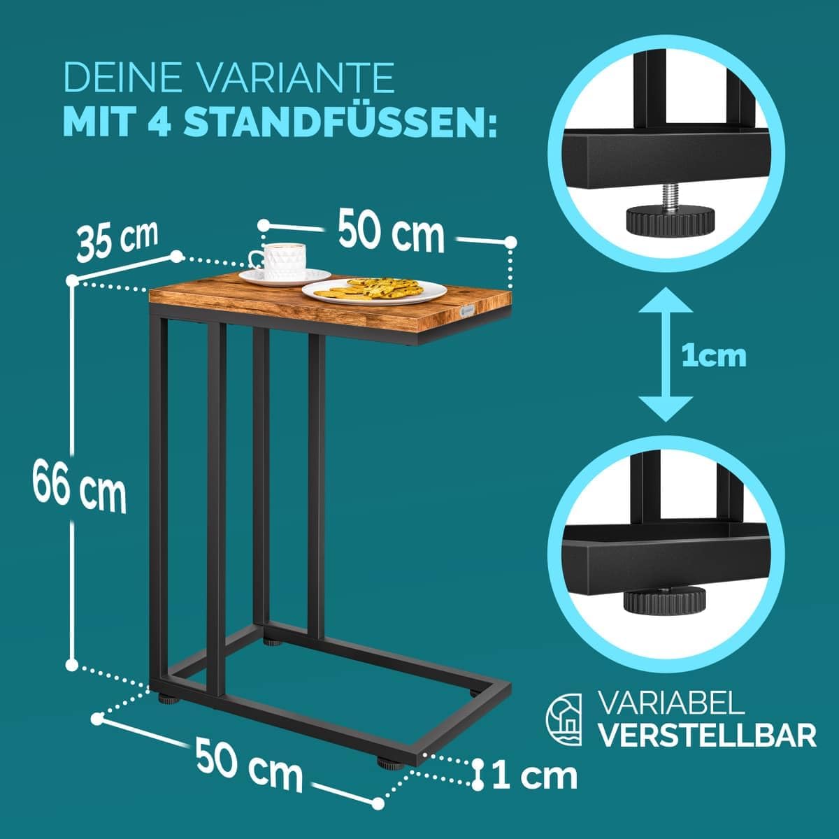 Beistelltisch-Set mit Rollen, 2x Schwarz/Braun