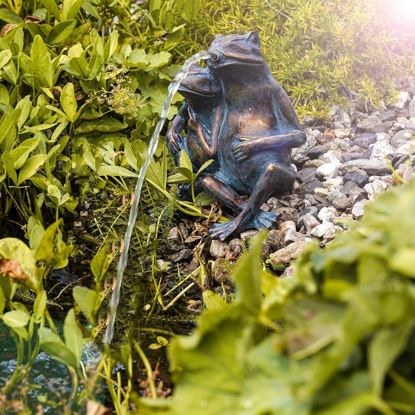 Wasserspeier-Figur Froschpaar für Teich und Garten