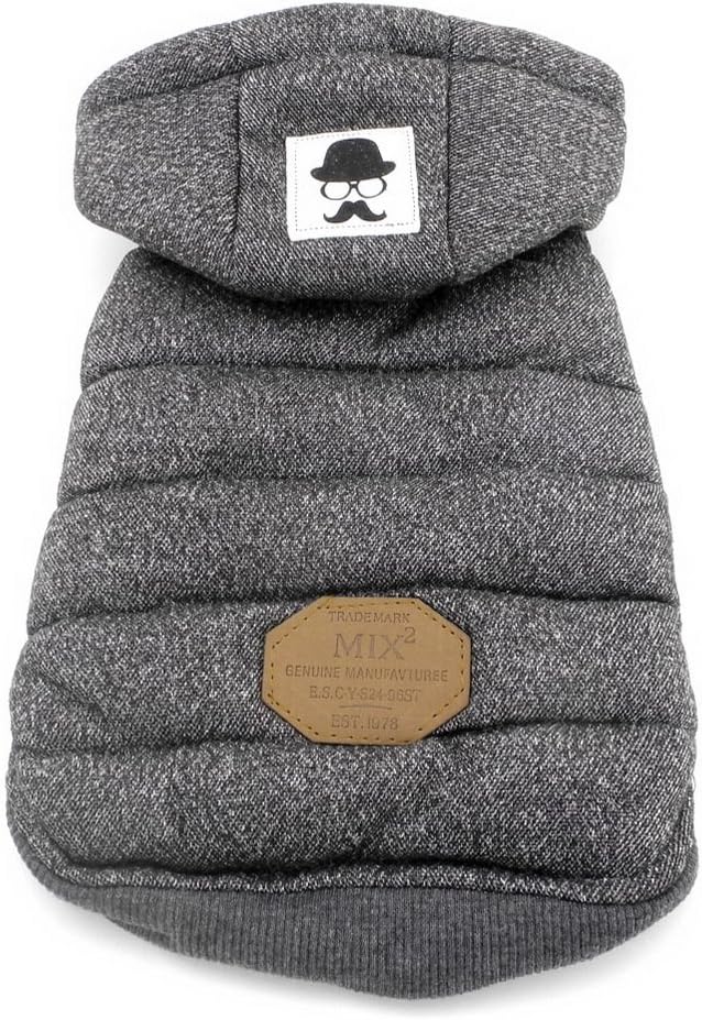 Hunde-Wintermantel mit Kapuze, S (1er Pack) grau
