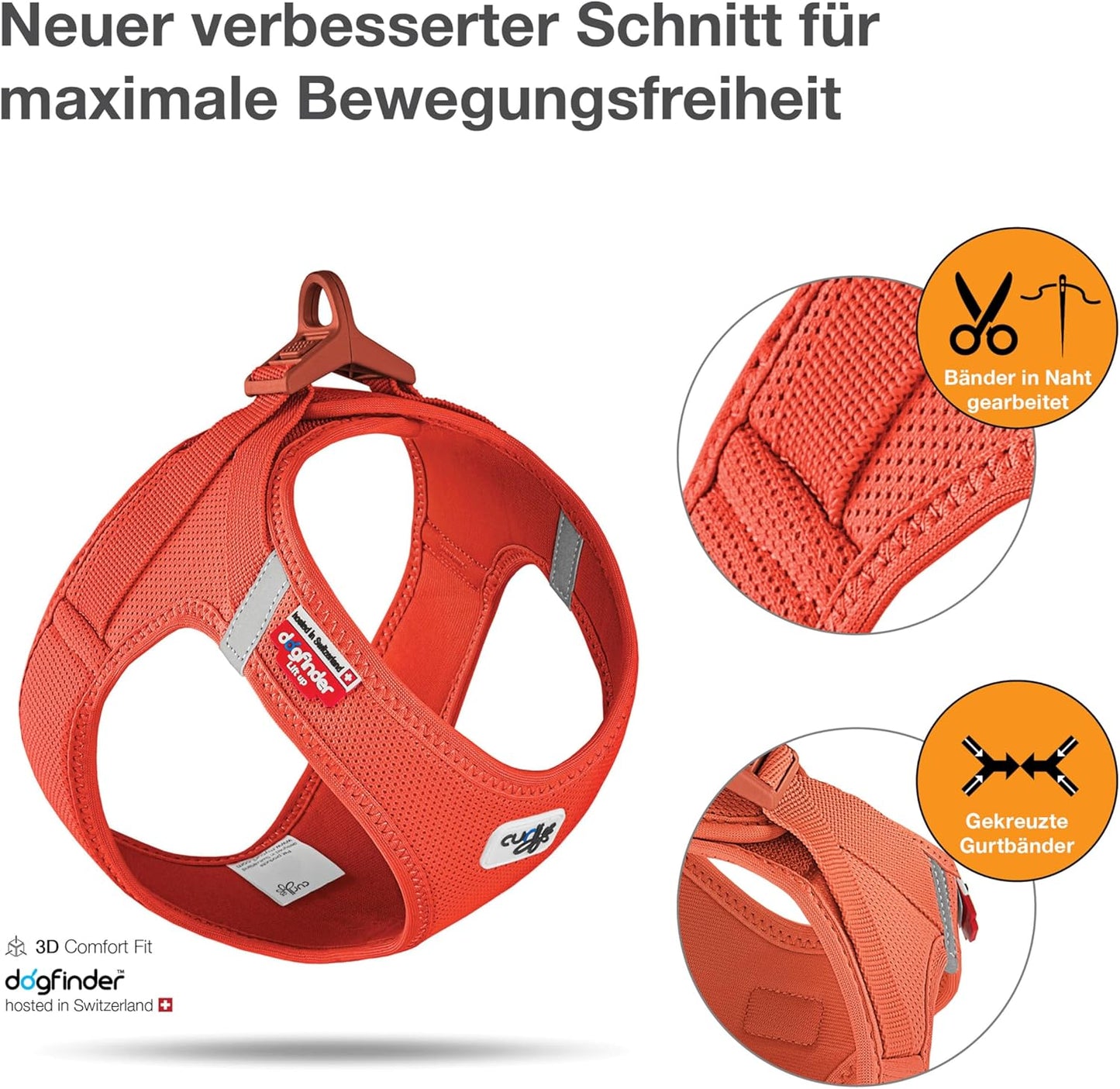 Hundegeschirr Vest Harness Clasp, Sun Orange, XS, Einfarbig