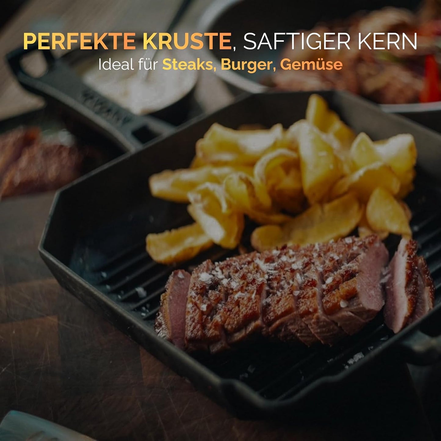 Gusseisen-Grillpfanne mit Grillrillen