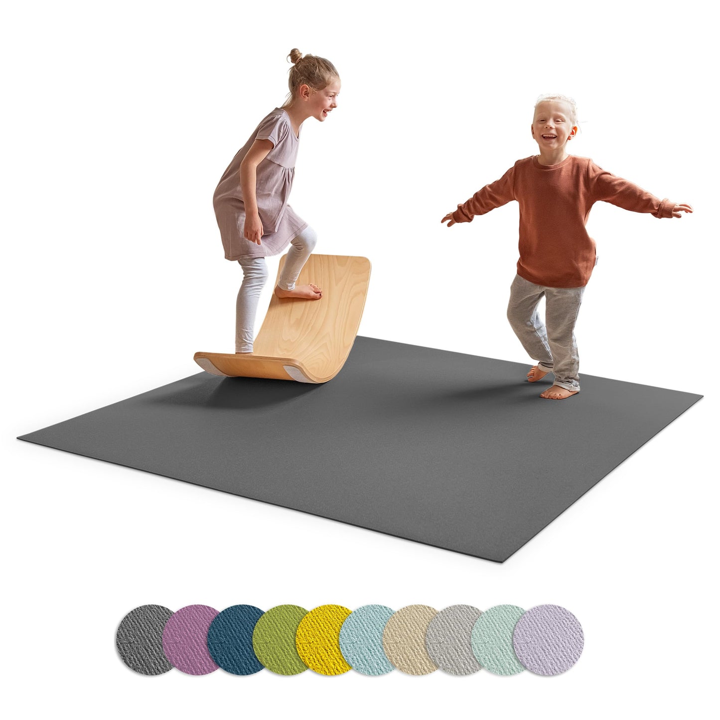 Anti-Rutsch Krabbelmatte 160x200 cm Oeko-Tex, 160x200 cm (1er Pack) Grau