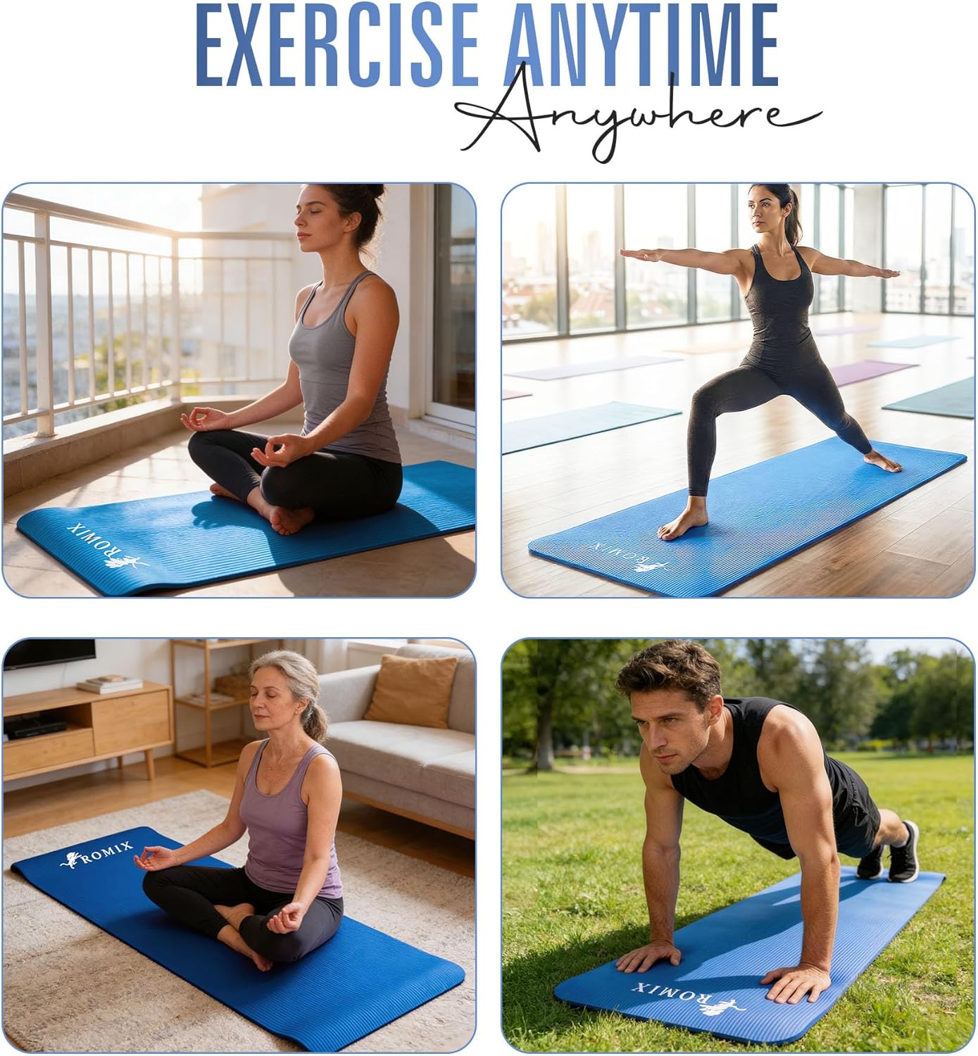 Yoga Gymnastikmatte Dicker Weichschaum (10mm), Blau
