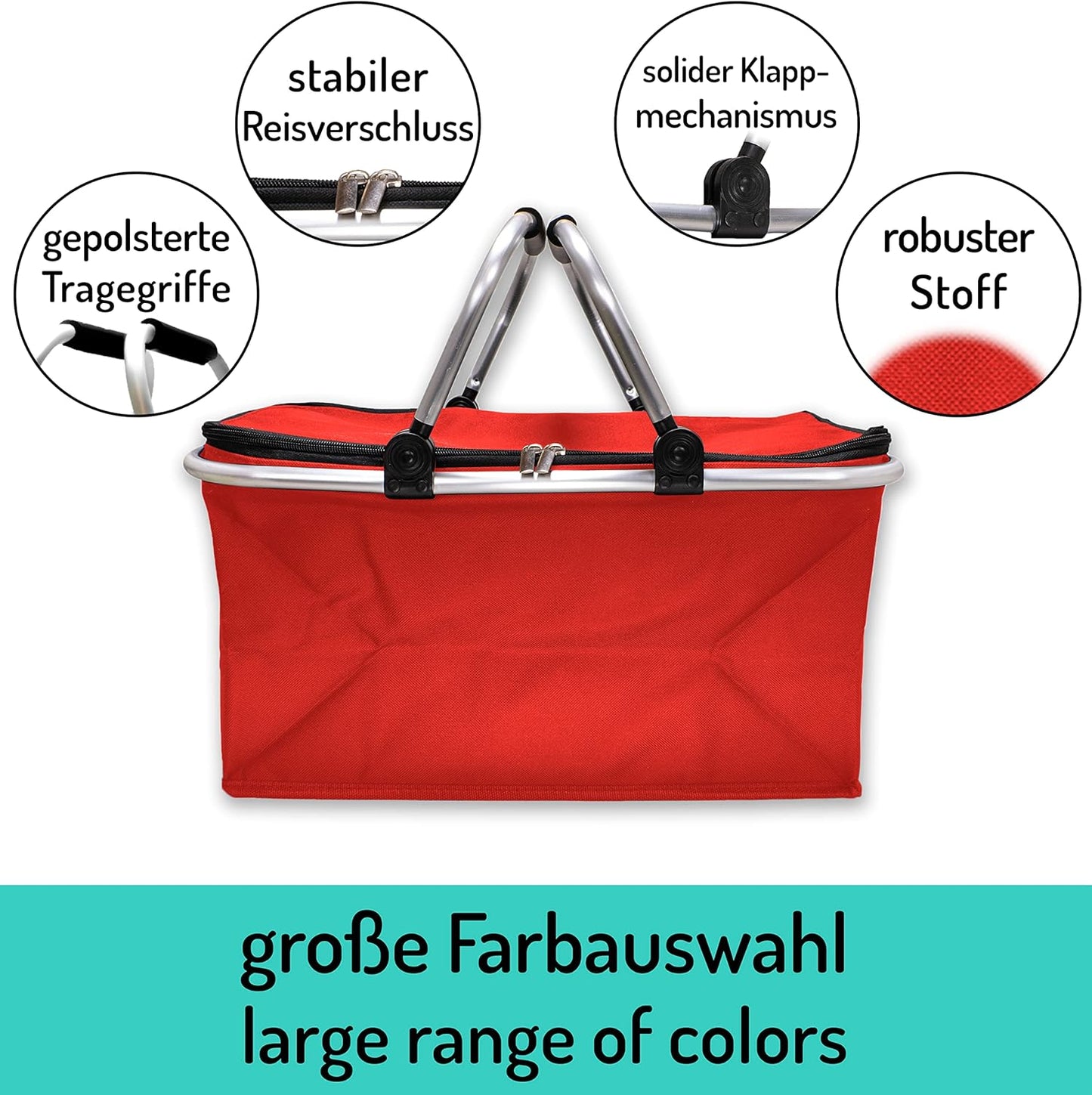 Faltbarer Einkaufskorb, Normal - 1x Pack Rot