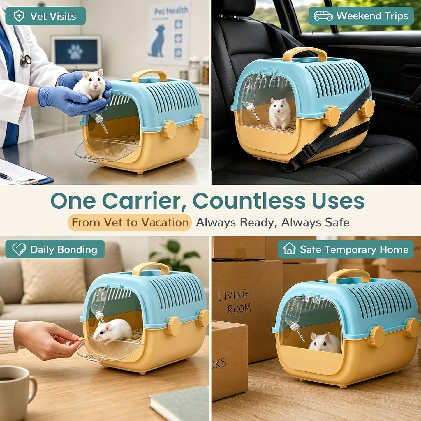 Tragbare Hamster-Transportbox mit Wasserflasche