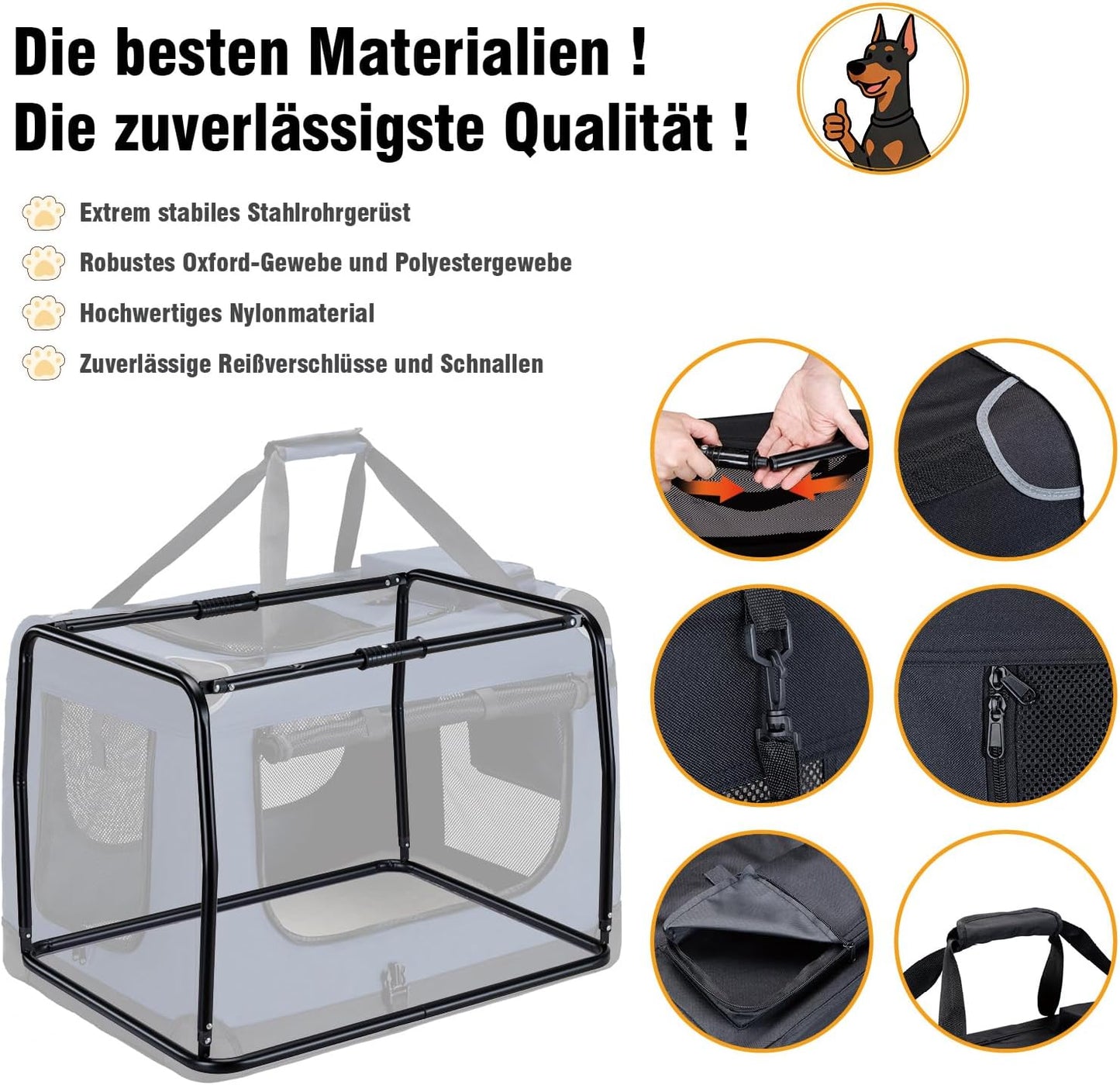 Faltbare Hundetransportbox, L Schwarz