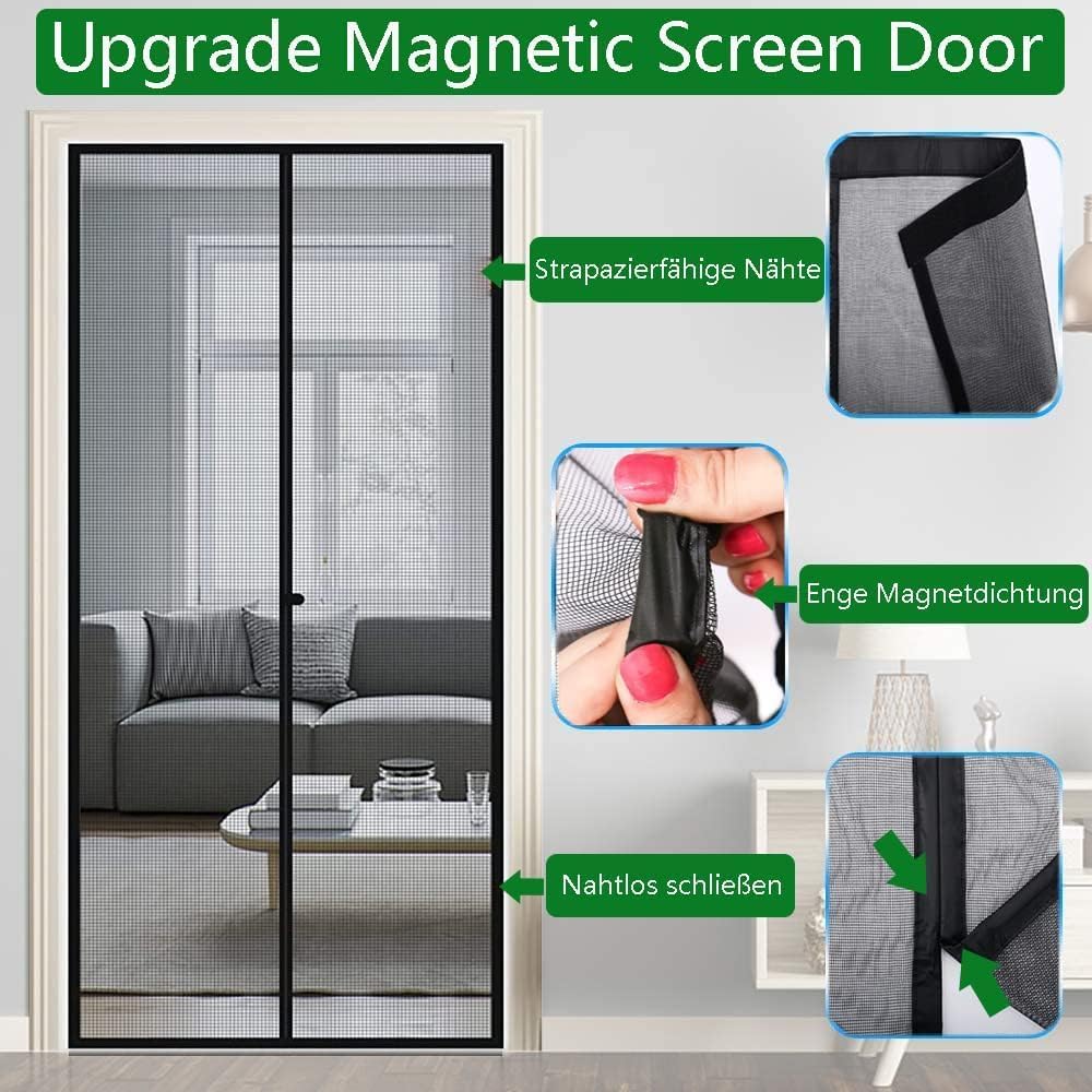 Magnetischer Fliegengittervorhang für Balkontüren, 85x190cm / Schwarz