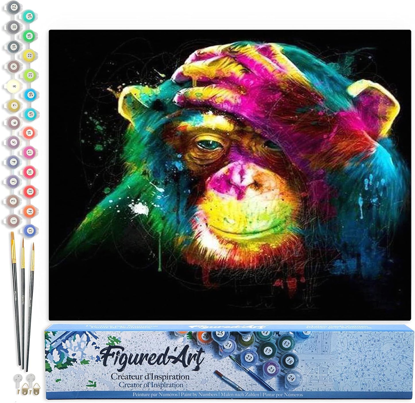 Malen nach Zahlen Set - Bunter Affe (40x50cm), Bunter Affe 40x50cm (Ohne Rahmen)
