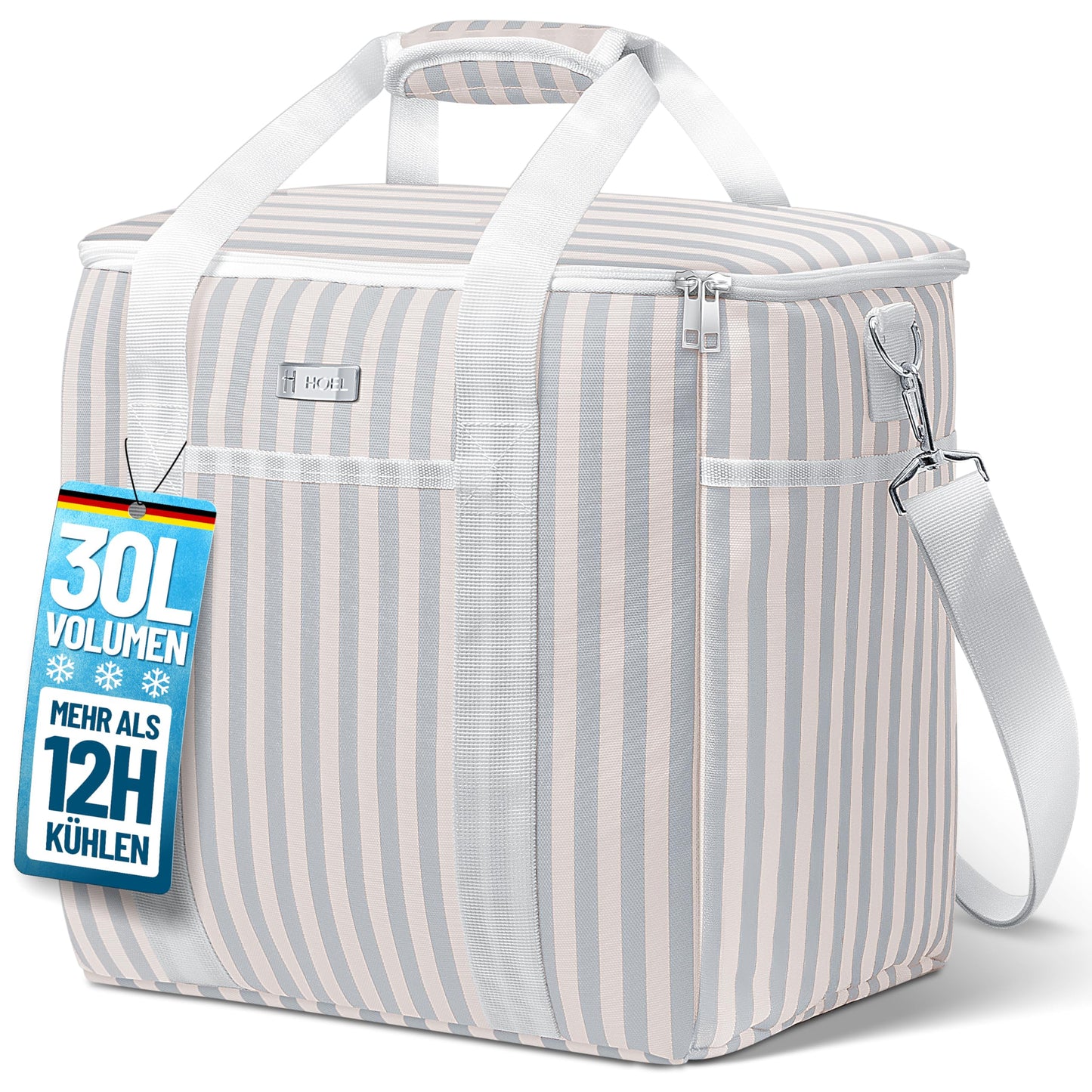 Faltbare Isoliertasche für Einkaufen & Picknick, 30L Beige