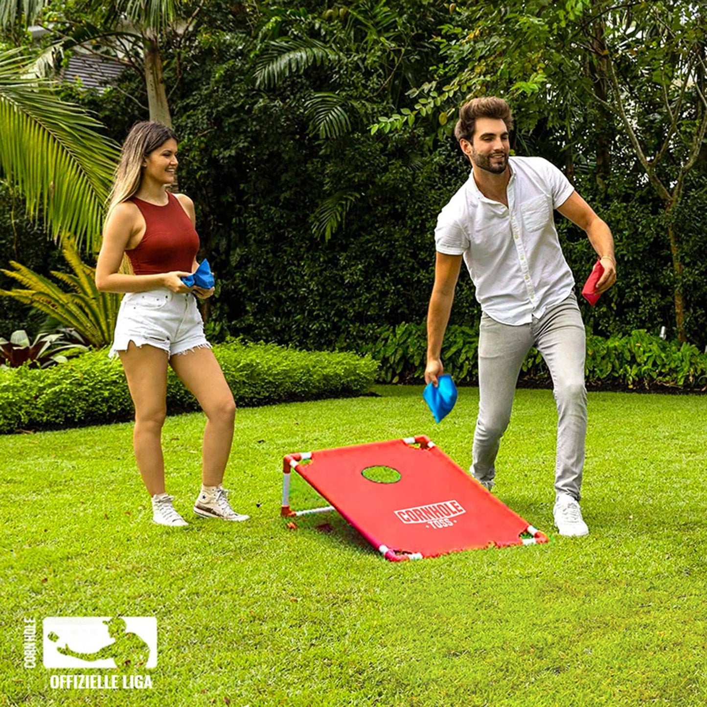 Cornhole Spiel-Set inkl. 2 Boards + 8 Säckchen, Cornhole Toss